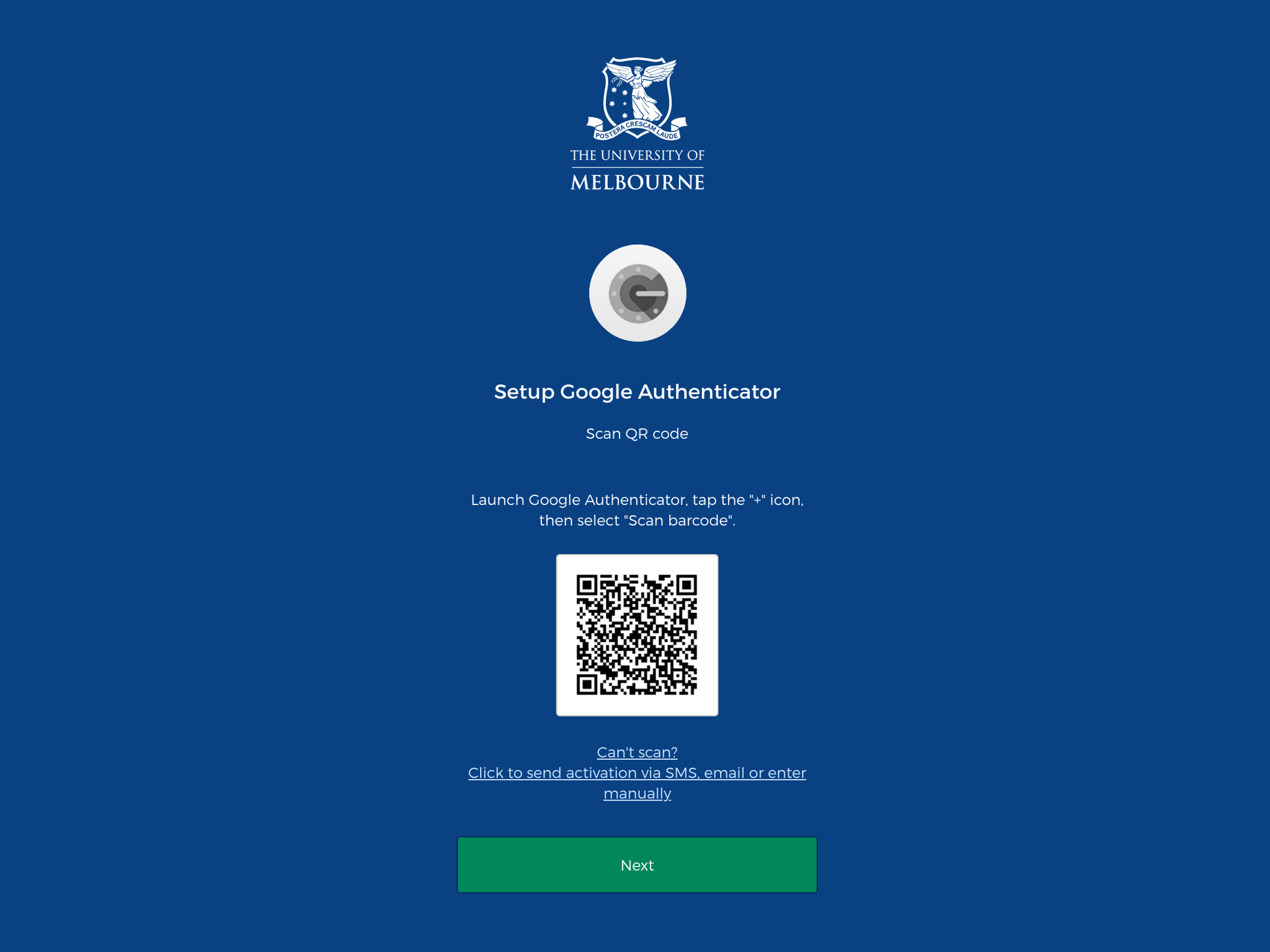 A 2FA QR from unimelb SSO